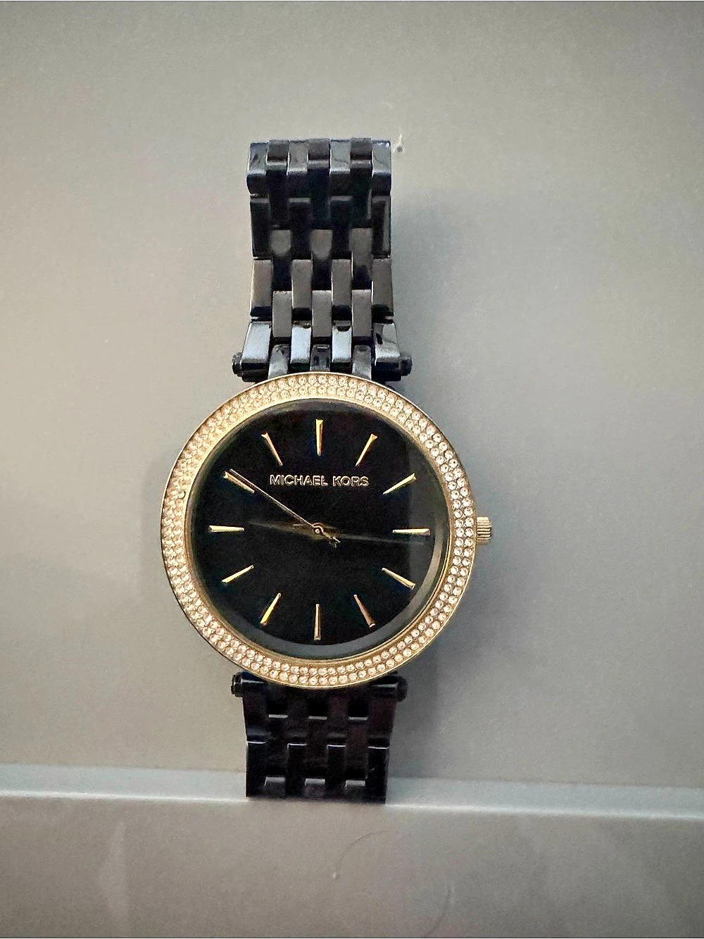 Michael Kors Darci Pavé Black-Tone Watch Black & Gold
